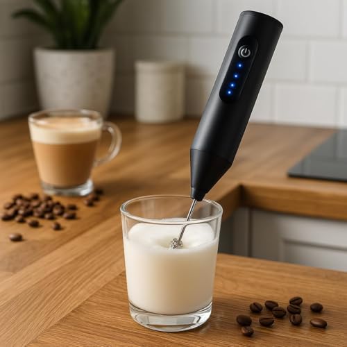 Image of Credex Rechargeable Coffee Frother | Big Battery | 3-Speed Electric Milk Beater | Dual Coil Whisk | Whipped Coffee, Egg Beater, Lassi, Hot Chocolate | 1 Charge = 30 Uses | 1 Year Warranty