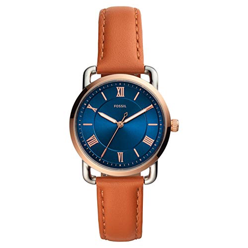 Fossil Orologio Copeland da donna, movimento al quarzo, cassa in acciaio inossidabile argentata da 34 mm con cinturino in pelle, ES4825