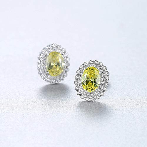 Bijoux en argent de mariage avec pierre de naissance ovale jaune d'exception