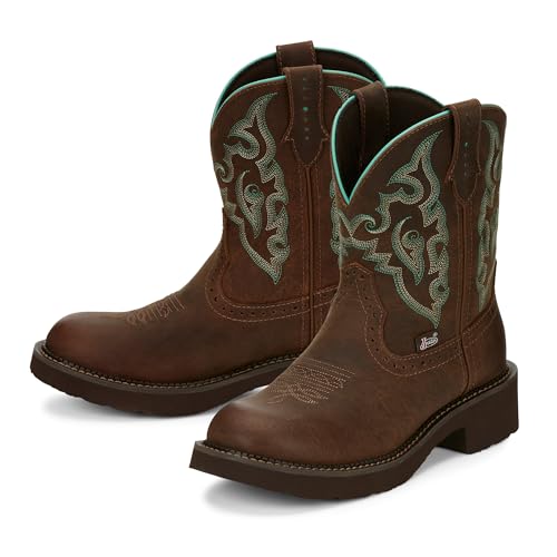 Justin Gemma II Women's 8 Tall Black Leather Rodeo Boot with Chic Stitch Pattern, Round Toe & Comfort Insole, Brown - 8.5 B