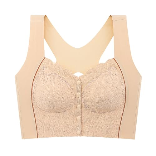 Bustella Bras for Women Front Closure Button-Up Comfy Shaping Posture Corrector Bra Wireless Lift Bra with Back Support