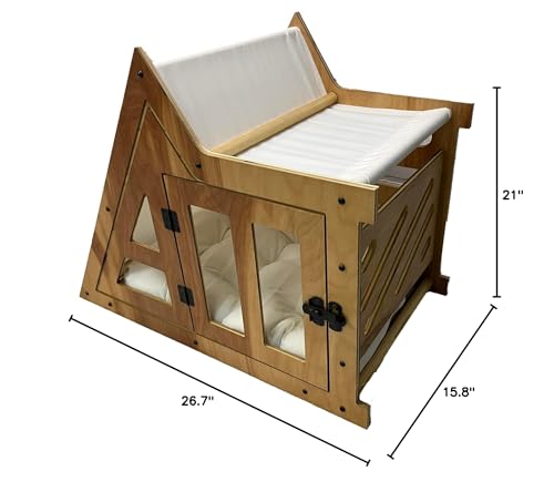 Modern Dog House Indoor, Wooden Dog Crate, Cat House, Bungalow Style Pet Furniture Cozy Bed for Cats, Dogs, Pets, Dog Kennel (Grey, Small) - Image 6