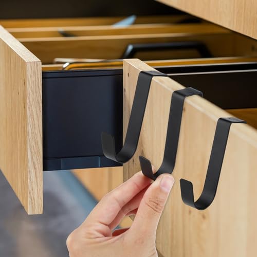 WLLHYF 5 StückHandtuchhaken, Universal Türhaken Edelstahl Wasserdicht Haken Türgarderobe zum Einhängen für Badezimmer Rahmenlose Glastür, 2,1 cm (Mattschwarz)