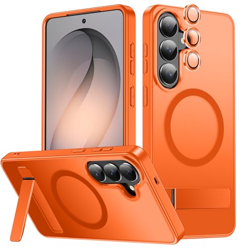 LEKEVO Samsung Galaxy S26 Plus�p �X�^���h�t���P�[�X MagSafe�Ή� �J���������Y�v���e�N�^�[ �������}�b�g�X�����V���R���ϏՌ��g�ѓd�b�J�o�[ �I�����W