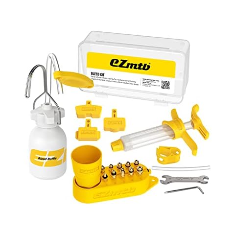 Hydraulic Bicycle Brake Bleed Kit，Professional Bicycle Hydraulic Disc Brake Oil Mineral Bleed Kit Tool Set for Shimano, TEKTRO, MAGURA, SRAM and More Series Bike Brake Repair Tools (2018STD) Yellow Cover