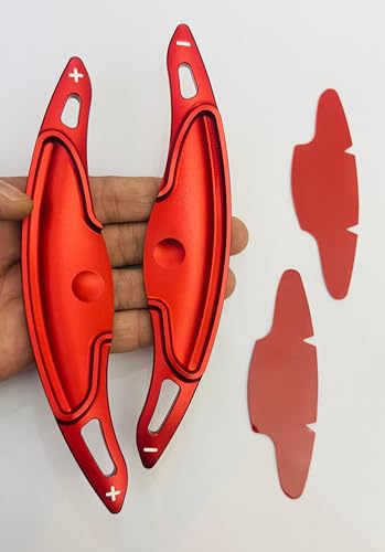Image of AUTO MT Red CNC Metal Paddle Shifter Extensions Compatible with Hyundai I-20 N-Line Venue N-Line Creta N-Line Interior Styling Parts Car Paddle Shifter Covers.