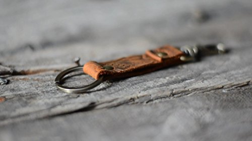 Image of JJNUSA Genuine Leather Keychain Walnut Leather Key Holder Mens Belt Key Chain Ring Fob