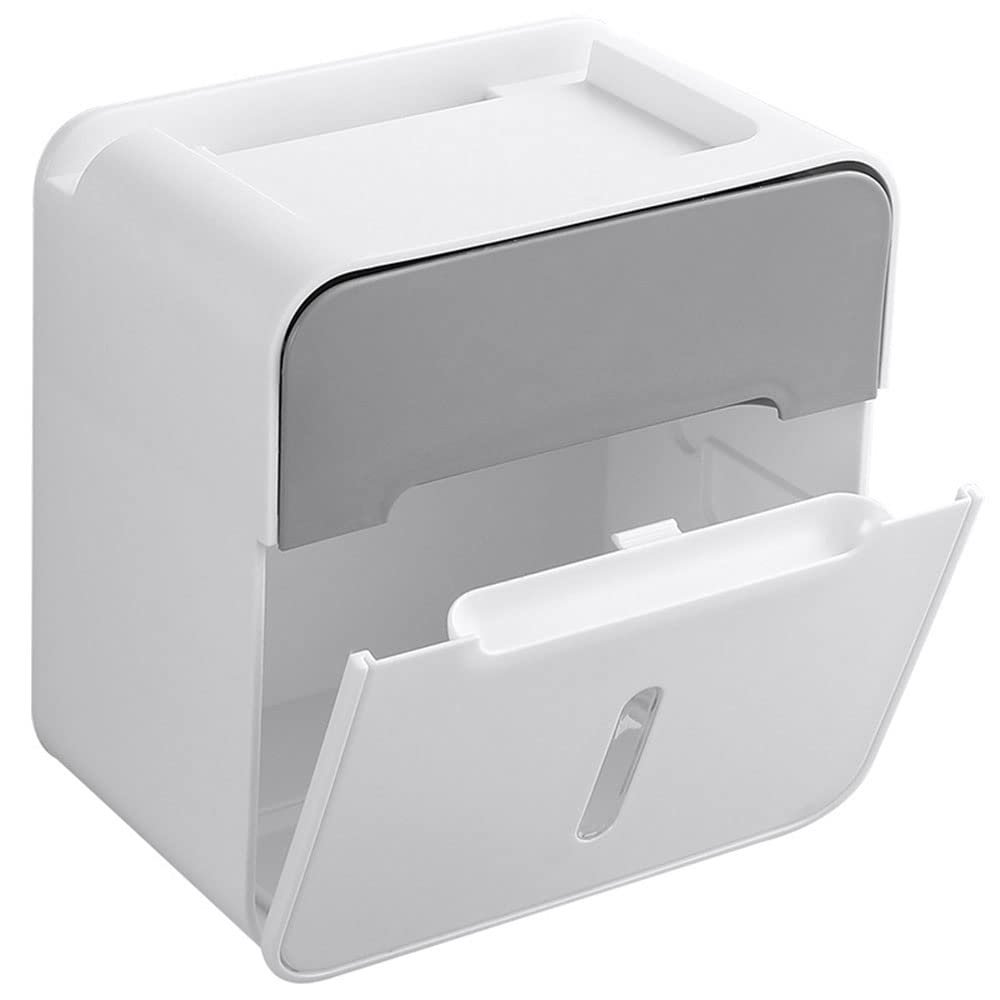 Portarrollos De Papel Higiénico Adhesivo Montado En La Pared Portarrollos De Papel Higiénico Portarrollos De Papel con Estante Portarrollos De Papel Higiénico - Gris