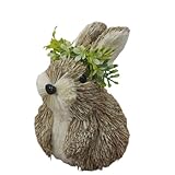 Handmade Straw Bunny Decor for Home, Rattan Bunnies Easter Tabletop Ornament, Woven Sisal Rabbit Figurine with Carrot, Natural Wicker Spring Decorations, Garden Sculptures & Statues Present Accent