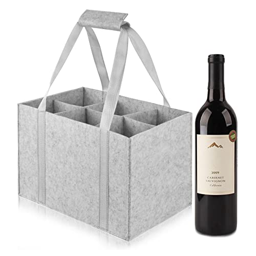 Bors-a per bottiglia acqua con 6 scomparti Bors-a da Vino in Feltro con Manico anche per bottiglie vetro 1,5 litri,Bors-a Porta Bottiglie Vino Acqua in Feltro con Divisori Bors-a Trasporto, 29*18*18cm