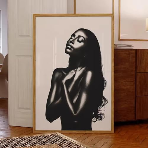 Impression sur toile femme noire 40x60 cm pour salon moderne