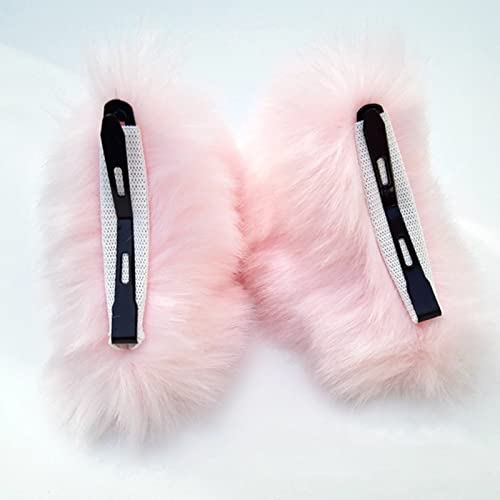 Cat Ears Hair Clips Halloween Kitty Fox Ears Barrettes Women Furry Kitten Headpiece Hair Pins Cat Hairpin Headband Christmas Party Decoration Cosplay Costume Cute Hair Accessories Pink With White #TOP6