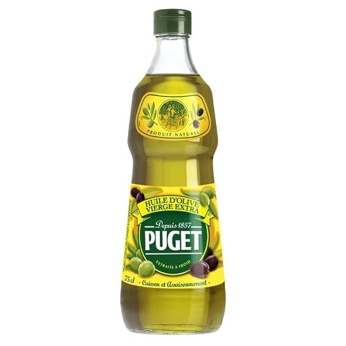 Puget Huile d'Olive Vierge Extra 75cl de Qualité Supérieure, Idéale pour Assaisonner - Epicerie Fine Gourmande - Catégorie Huiles & Epices - Le Lot De 3