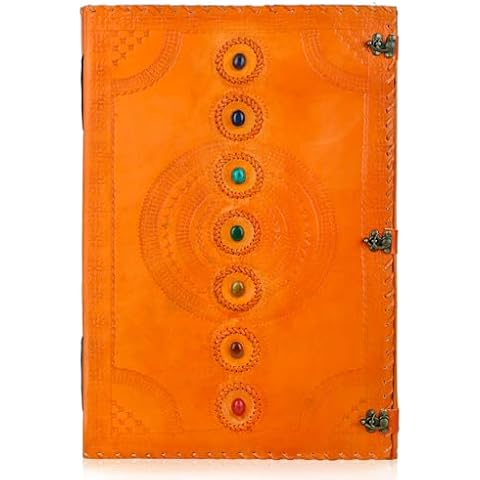 Handmade Giant Leather Journal with Chakra Design Cover