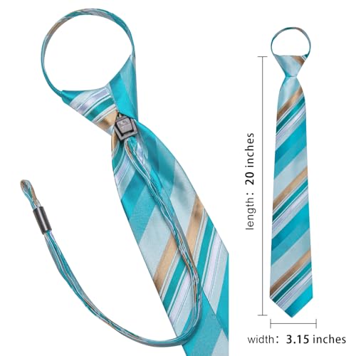 Image of Hi-Tie Zipper Ties for Men Pre-tied Tie Set Lapel Pin Pocket Square and Cufflinks Formal Business Wedding Adjustable Necktie