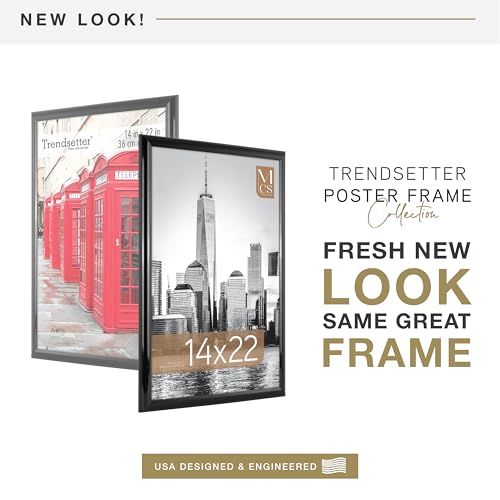 MCS Trendsetter 14x22 Poster Frame Black High-Gloss, Vertical & Horizontal Wall Hanging Large Picture Frame for Photos, Posters & Art Prints (2-Pack)
