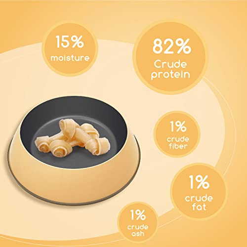 Nobleza 100% Natur Kauknochen Hundeknochen Speziell, 6.4 cm x 18 Stück, aus Gepresster Rinderhaut, Geknotete Kauknochen für Welpen und Kleine Hunde, Qualitätskauartikel ohne Chemie