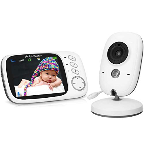 Wireless Babyphone Video Überwachung Baby Monitor mit Kamera 3.2" TFT LCD Digital dual Audio Funktion Temperatursensor Schlaflieder Nachtsicht