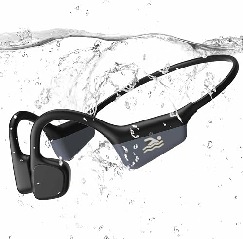 DOJANI Swimming Headphones, Bone Conduction Headphones Bluetooth 5.3,IP68 Waterproof Open Earphones, Wireless Sports Underwater Headphone for Swimming,Running,Cycling