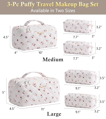 Image of Travel Makeup Bag, Large Capacity Puffy Toiletry & Cosmetic Bag for Women