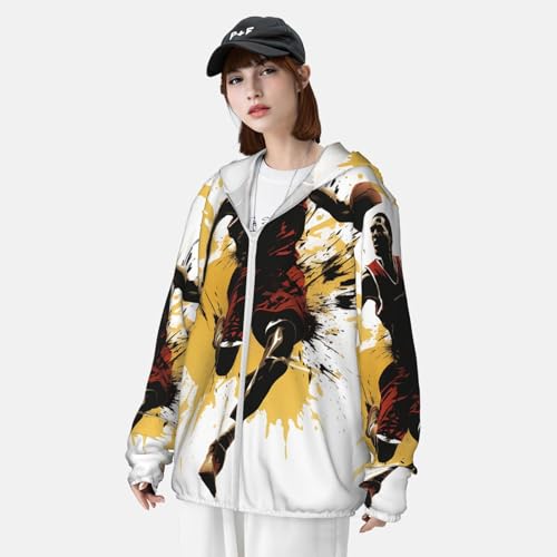 Women's Sun Protection Hoodie Jacket Basketball Man Dribbling in the Air Lightweight Long Sleeve Sun Shirt for Women Small4