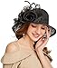 RZTA Women's Kentucky Derby Church Dress Hat Wide Brim Leaf Flower Bridal Shower Hat R1 Black