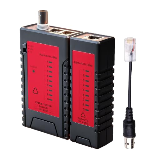 Professional Network Cable Tester 3-in-1 RJ45 RJ11 BNC Ethernet Tester for CAT5/CAT6/CAT7 UTP/STP with 9V Battery Included 60V Anti-Burn Continuity Testing Tool