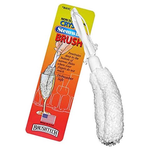 Brushtech B61C Flute & Stemware Wine Glass Cleaning Brush, Non-Scratch Soft Foam Bristles, Dishwasher Safe, Glass Cleaner Brush for Crystal Glasses, Mugs, Tumblers & Champagne Glass Bottle (Pack of 2) Cover