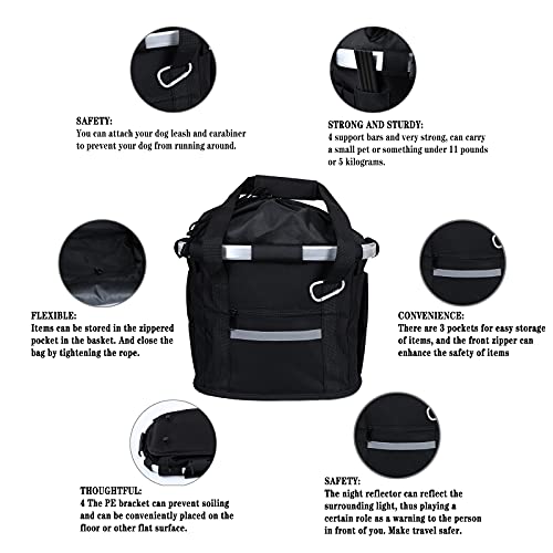 CASESHIP Bike Basket Foldable Bicycle Front Basket Quick Release Easy to Install Detachable Handlebar Cycling Bag Multi… - Image 4