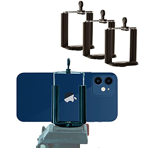Set of 3 Smartphone and Tripod Mount Adapters for Standard Â¼-20 Threaded Screw/Post - Black - 3 Pack