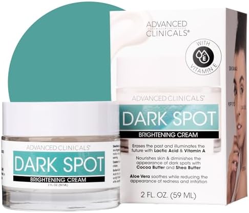 Advanced Clinicals Dark Spot Face Moisturizer | Lactic Acid Lotion For Face With Caffeine, Cocoa Butter, & Vitamin A | Brightening Cream Visibly Reduces Look Of Dark Spots & Uneven Skin Tone, 2 Fl Oz