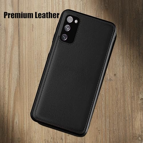 Image of Leather Case for Samsung Galaxy S20FE Premium Protective Stylish Slim Cover with Shockproof Raised Edges Black