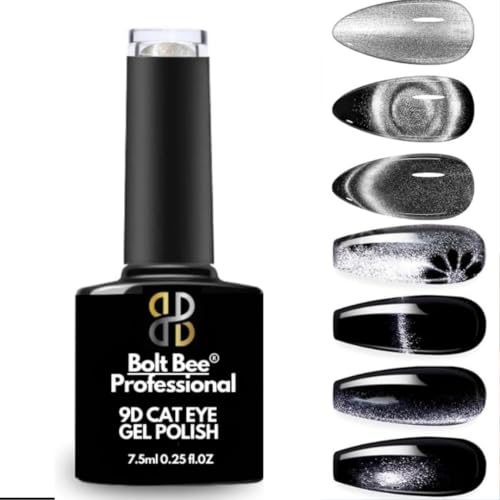 Image of 9D Glitter Cat Eye Gel Magnetic Nail Polish Gel Art Manicure DIY at Home Soak Off UV Gel (Silver, 7.5ml)