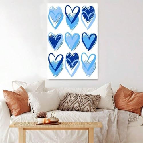 Art abstrait cœur bleu XINBAO dessin main sur toile premium