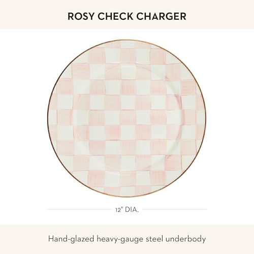 Image of MACKENZIE-CHILDS Enamel Charger Plate, Pink-and-White Rosy Check