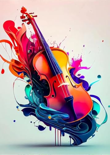 Baibexing Pósteres De Violín Y Guitarra Coloridos Abstractos, Arte De Pared Moderno, Pintura En Lienzo, Imágenes Impresas Vintage Para Decoración De Sala De Estar A1 30X40Cm Sin Marco