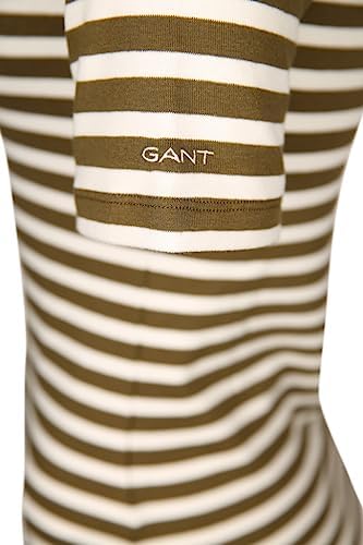 GANT Dames Slim Striped 1X1 Rib SS T-shirt, Evening Blue, Standaard, evening blue, XL