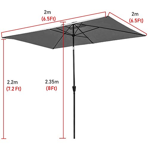 Grand parasol de marché rectangulaire structure acier renforcé - 5