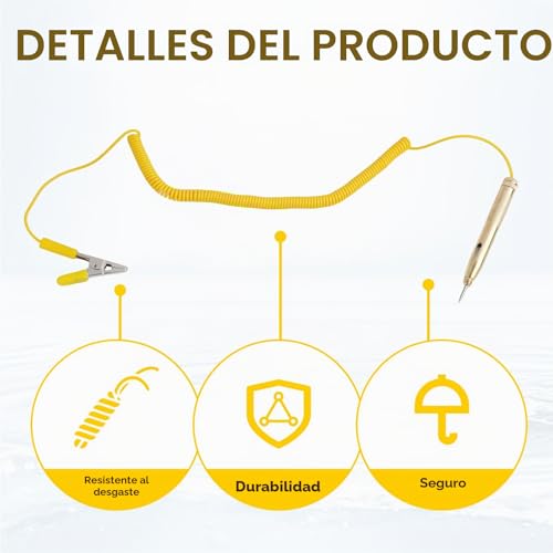 Miniatura 3 de Annlpoy 1pcs Comprobador De Fusibles Coche,Probador De Circuitos Automotriz Tester De Tensión Dc 6v 12v 24v,Cable Espiral Extensible, Herramienta Diagnóstico Eléctrico Automotriz, Amarillo