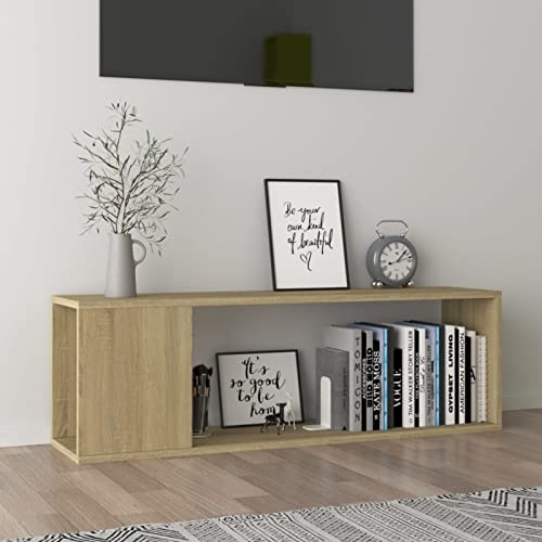Mogou Mueble para TV, Mesa TV, Mueble TV Salon, Mueble Television, Mesa Television, Muebles De Salon, Mesa Salón TV, aglomerado Color Roble Sonoma 100x24x32 cm