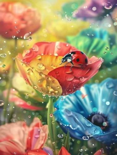 Peinture Diamant Coccinelle et Fleurs : Votre Atelier DIY Relaxation et Déco Murale Salon