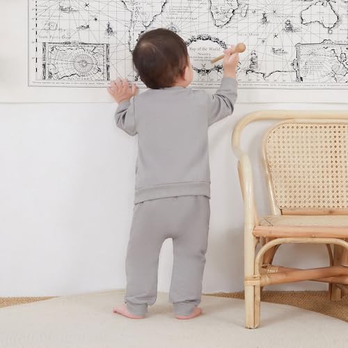 SHIBAOZI Baby Boy Clothes Toddler Fall Winter Outfit Letter Graphic Sweatshirt Pullover Tops + Pants Joggers Set4