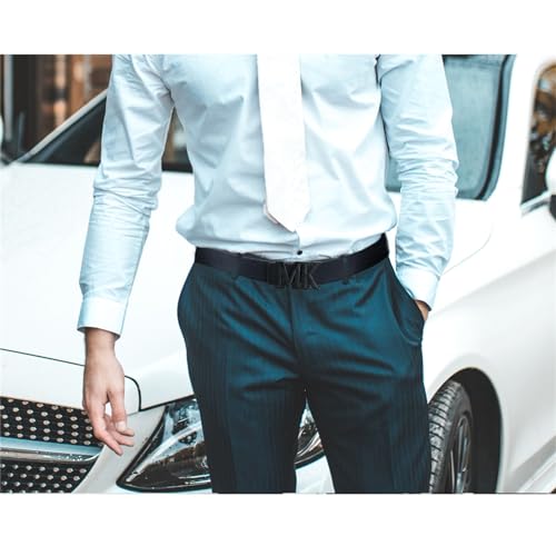 maikun Mens Dress Leather Belt, 1.3'' Width Casual Black Belt for Men2