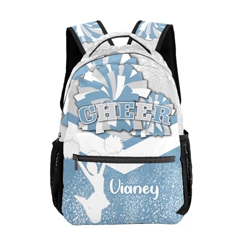 Personalized Light Gray Blue Cheer Cheerleader School Backpack for Kid-Boy/Girl Primary Daypack Travel Bookbag