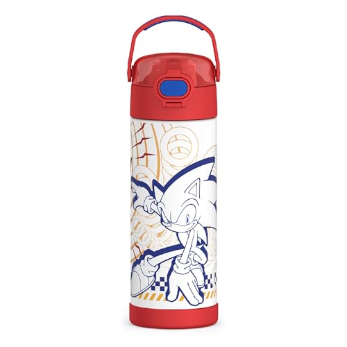 THERMOS FUNTAINER 16 Ounce Stainless Steel Vacuum Insulated Bottle with Wide Spout Lid, Sonic