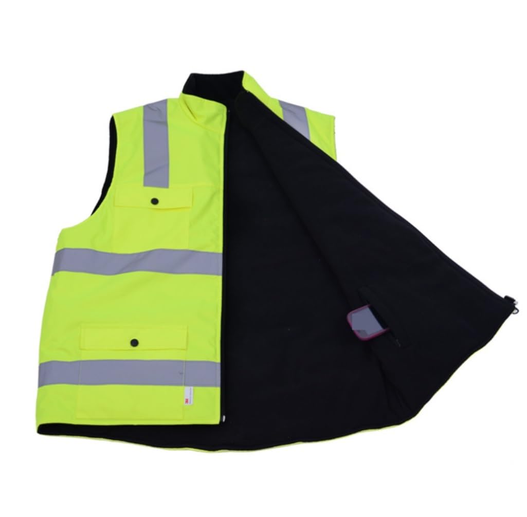 Chaleco Reflectante Chaleco Reflectante Con Cremallera For Deportes De Invierno, Chaleco Reflectante De Algodón, Ropa Fluorescente Chaleco de Trabajo