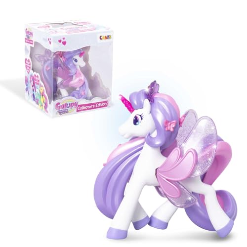 Galupy Rainbow Unicorn Collector Edition Fancy - Einhorn Spielzeug zu Sammeln Einhorn Figuren mit Glitzerflügeln & Swarovski Kristal Rosa & Blau