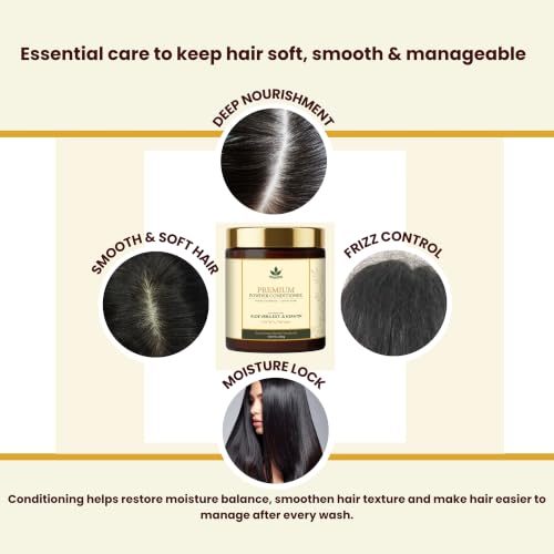 Image of Havintha Premium Hair Conditioner Powder 200g | Herbal Conditioner with Aloe Vera, Coconut, Keratin & Xanthan Gum | Helps Moisturize, Detangle & Control Frizz | Leaves Hair Soft, Smooth & Shiny | Suitable for Men & Women