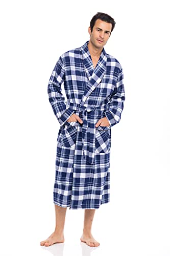 American Heaven Roupão masculino de flanela de flanela | Robe xadrez de comprimento total com gola x