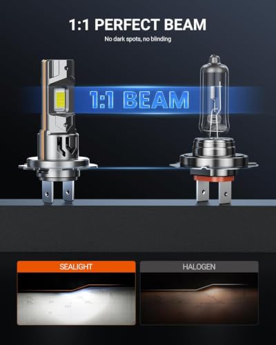 Image of SEALIGHT H1 H7 LED Light Bulbs Combo, 180,000LM 6500K Cool White H7 H1 Bulb